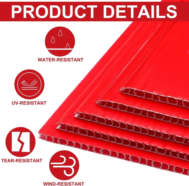 Alt view image 4 of 6 - 12 Pcs 17 x 6 Inch Red Corrugated Plastic Arrow Yard Signs Double Sided Directional Stakes with 12 Inch Metal Stakes for Outdoor Lawn Garden Decor