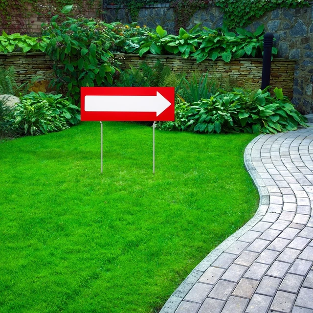 Alt view image 5 of 6 - 12 Pcs 17 x 6 Inch Red Corrugated Plastic Arrow Yard Signs Double Sided Directional Stakes with 12 Inch Metal Stakes for Outdoor Lawn Garden Decor