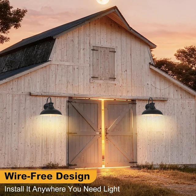Alt view image 5 of 7 - 12" Dusk to Dawn Solar Barn Light Outdoor Farmhouse Gooseneck Barn Light