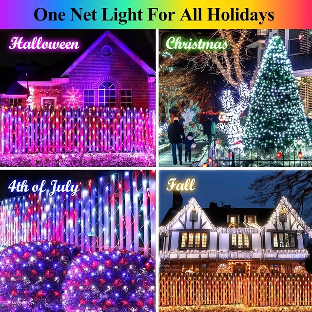 Alt view image 4 of 7 - 9.8FT x 6.6FT Connectable 204 LED Christmas Net Lights Outdoor