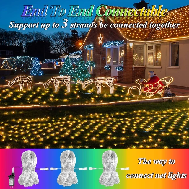 Alt view image 6 of 7 - 9.8FT x 6.6FT Connectable 204 LED Christmas Net Lights Outdoor