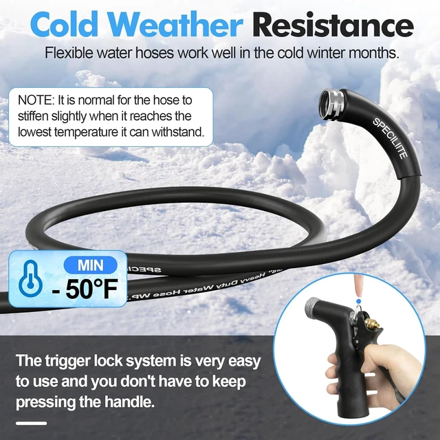 Alt view image 2 of 7 - 50 ft 5/8" Hot/Cold Garden Water Hose, -50-158, Black