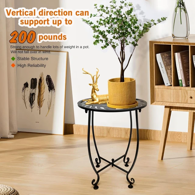 Alt view image 4 of 7 - 2 Pack 14 Inch Round Metal Outdoor Side Table Anti-Rust Waterproof Accent Table for Patio, Balcony, Yard, Porch, Small Spaces, Easy Assembly