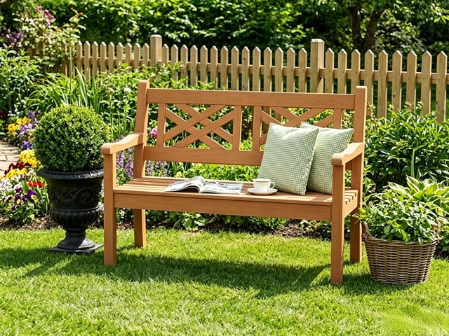 Alt view image 2 of 7 - 2-Person 49" All-Weather Poly Lumber Outdoor Garden Bench (Teak)
