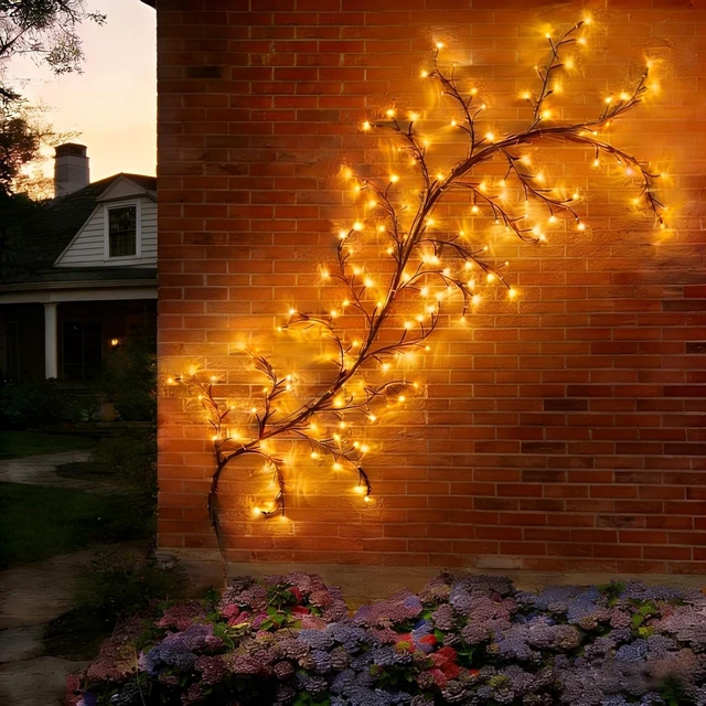 Alt view image 2 of 7 - 5.9ft 96 LED Solar Willow Vine Light Outdoor Warm White Tree Branch Lights