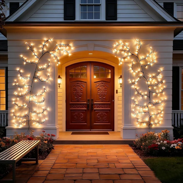 Alt view image 3 of 7 - 5.9ft 96 LED Solar Willow Vine Light Outdoor Warm White Tree Branch Lights