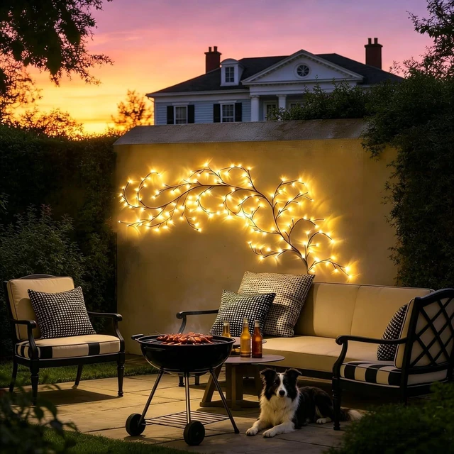 Alt view image 5 of 7 - 5.9ft 96 LED Solar Willow Vine Light Outdoor Warm White Tree Branch Lights