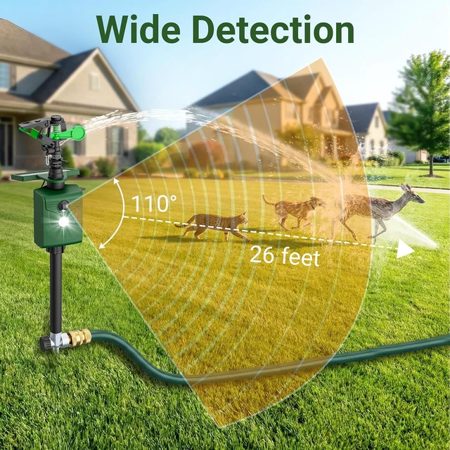 Alt view image 5 of 7 - Solar Motion Activated Sprinkler Animal Repellent Outdoor Deer Cat Dog Fox Deterrent with Flashing Lights for Garden Yard Lawn, 1 Pack