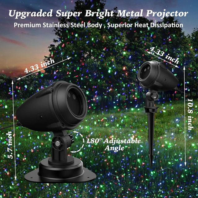 Alt view image 4 of 7 - Outdoor Christmas Laser Light Projector RGB 3 Color 11-Effect Star Projection, Red Green Blue for Trees, Garden, Home, Landscape Holiday Decor