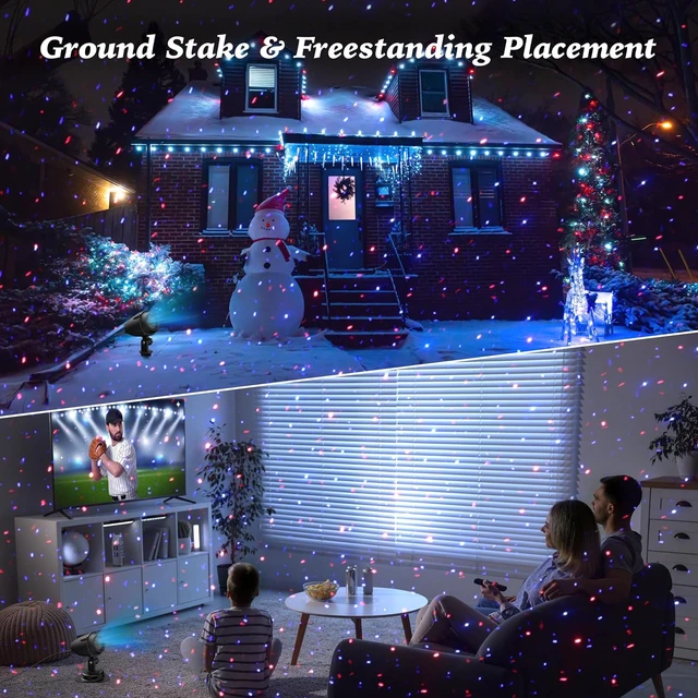 Alt view image 5 of 7 - Outdoor Christmas Laser Light Projector RGB 3 Color 11-Effect Star Projection, Red Green Blue for Trees, Garden, Home, Landscape Holiday Decor