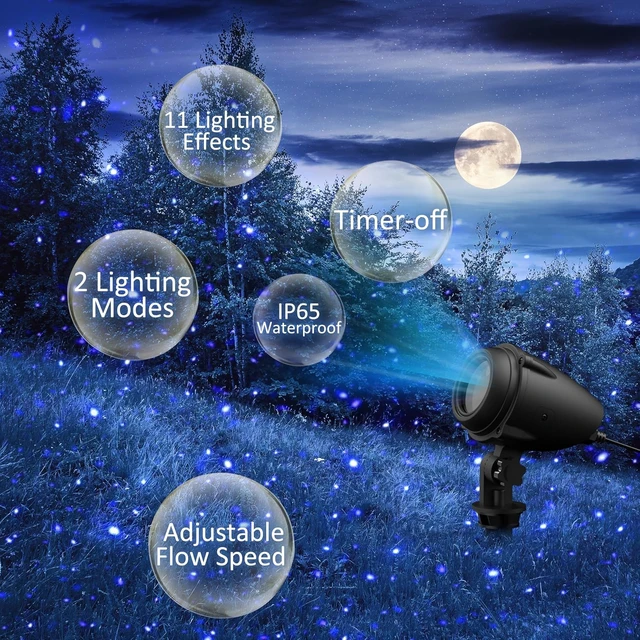 Alt view image 7 of 7 - Outdoor Christmas Laser Light Projector RGB 3 Color 11-Effect Star Projection, Red Green Blue for Trees, Garden, Home, Landscape Holiday Decor