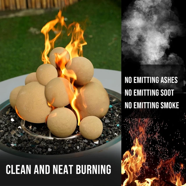 Alt view image 4 of 7 - 4-Inch Ceramic Fireplace Balls, Decorative Fire Pit Filler