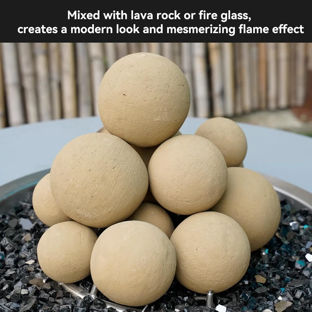 Alt view image 5 of 7 - 4-Inch Ceramic Fireplace Balls, Decorative Fire Pit Filler