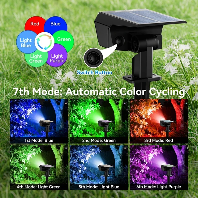 Alt view image 2 of 7 - 4 Pack RGB Solar Spot Lights Outdoor LED Landscape Spotlights