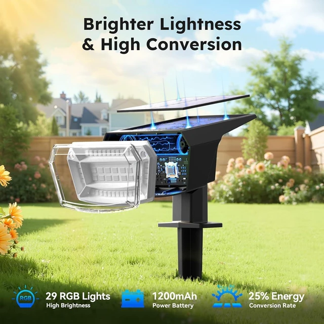 Alt view image 3 of 7 - 4 Pack RGB Solar Spot Lights Outdoor LED Landscape Spotlights