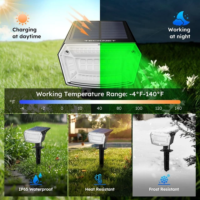 Alt view image 4 of 7 - 4 Pack RGB Solar Spot Lights Outdoor LED Landscape Spotlights