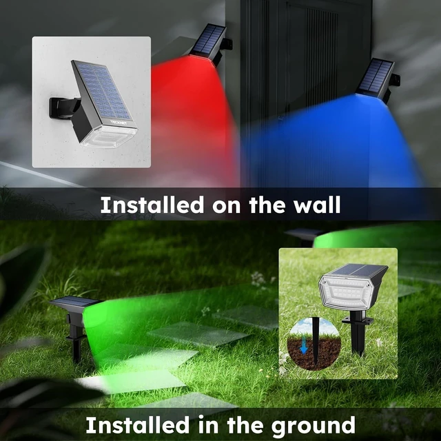 Alt view image 5 of 7 - 4 Pack RGB Solar Spot Lights Outdoor LED Landscape Spotlights