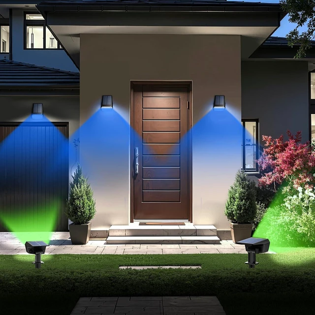 Alt view image 6 of 7 - 4 Pack RGB Solar Spot Lights Outdoor LED Landscape Spotlights