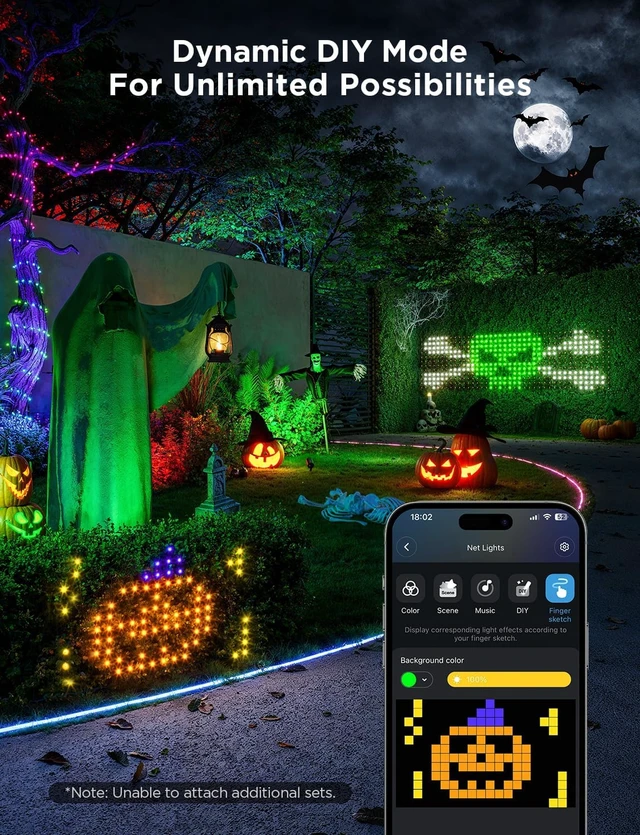 Alt view image 2 of 7 - 480 LED Outdoor Net Lights, 2.8 x 9.4ft with RGBIC & DIY Functions