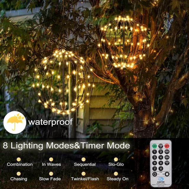 Alt view image 3 of 7 - 2 Pack Warm White LED Christmas Light Balls Outdoor Decor