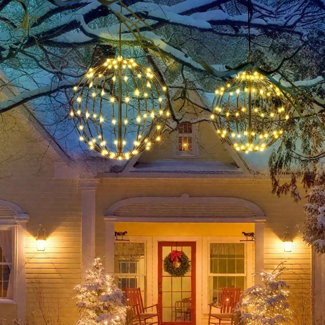 Alt view image 5 of 7 - 2 Pack Warm White LED Christmas Light Balls Outdoor Decor