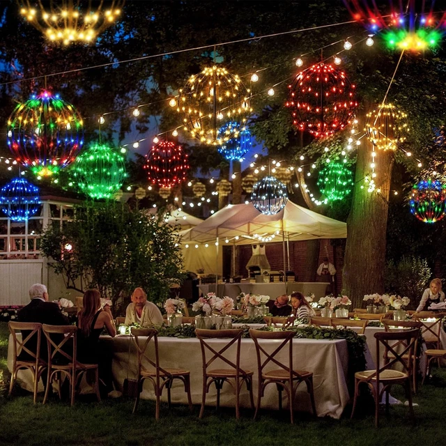 Alt view image 7 of 7 - 2 Pack Warm White LED Christmas Light Balls Outdoor Decor