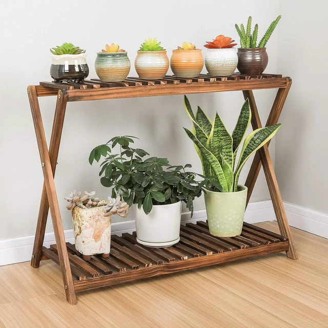 Main image of Narrow Wooden Plant Shelf Indoor Bench for Multiple Plants