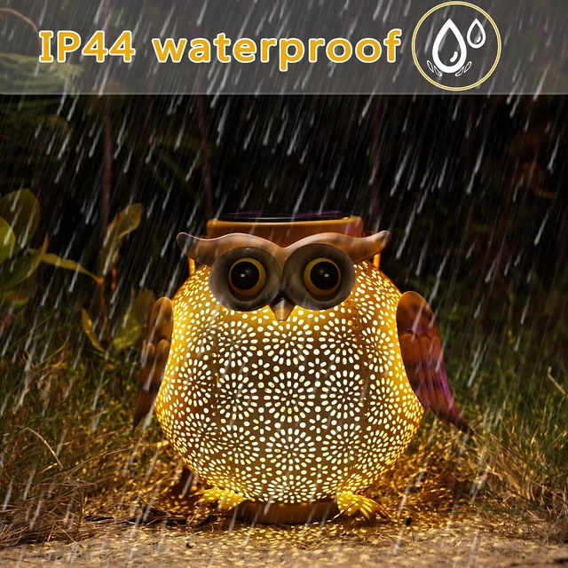 Alt view image 5 of 7 - 2 Pack Hanging Solar Lanterns Waterproof Metal Garden Lights with Owl Pattern, for Patio, Yard, Table, Pathway