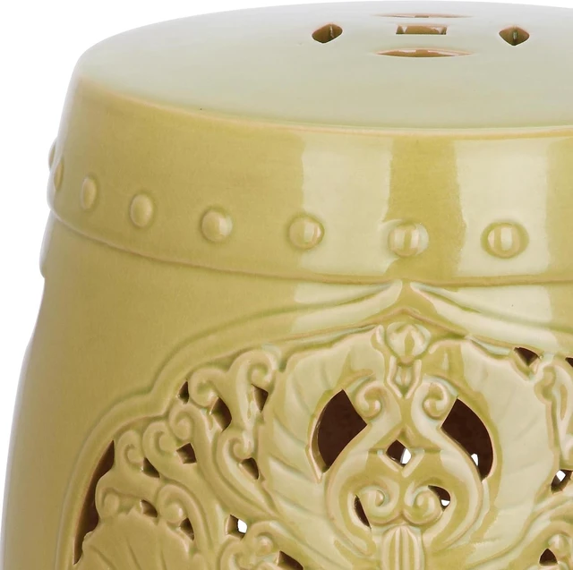 Alt view image 7 of 7 - 18.5" Flora Ceramic Outdoor Garden Stool, Spring Green, ACS4527E