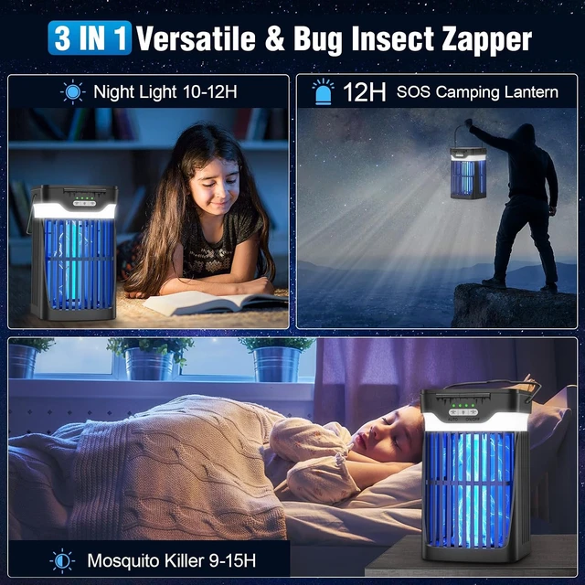 Alt view image 5 of 7 - 4200V Solar Bug Zapper Indoor & Outdoor Dual Folding Solar Panel, Auto Sensor, USB Rechargeable Cordless Mosquito Killer for Patio, Backyard, Garden, Camping