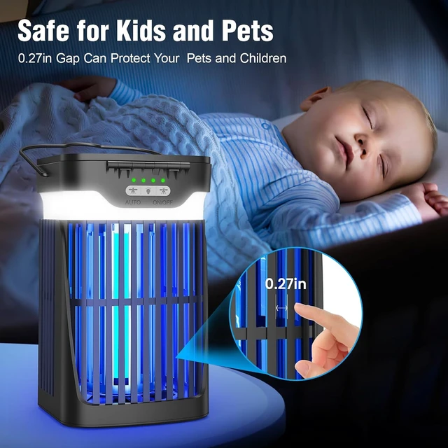 Alt view image 7 of 7 - 4200V Solar Bug Zapper Indoor & Outdoor Dual Folding Solar Panel, Auto Sensor, USB Rechargeable Cordless Mosquito Killer for Patio, Backyard, Garden, Camping