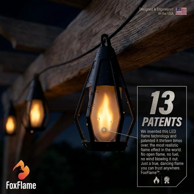 Alt view image 6 of 7 - 21 Ft Waterproof Solar String Lights Outdoor with Patented Fire Effect