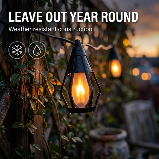 Alt view image 7 of 7 - 21 Ft Waterproof Solar String Lights Outdoor with Patented Fire Effect