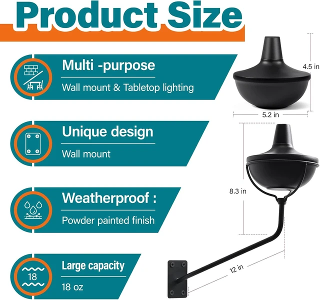 Alt view image 2 of 7 - 6 Pack Wall Mounted Citronella Torches for Outside Garden