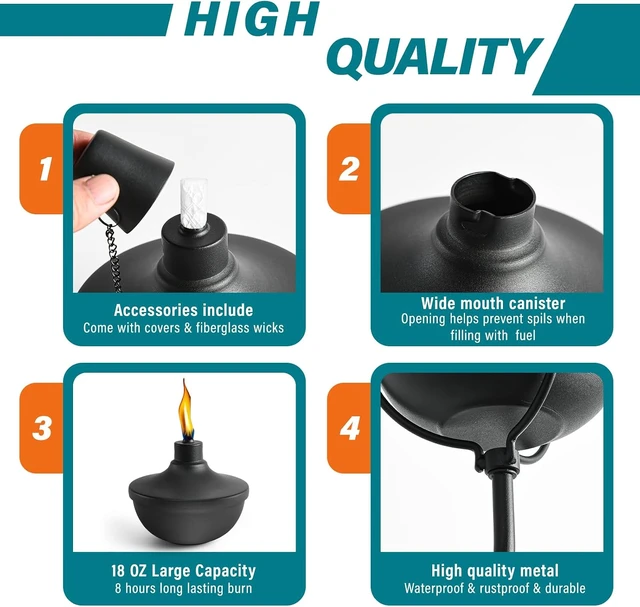 Alt view image 3 of 7 - 6 Pack Wall Mounted Citronella Torches for Outside Garden