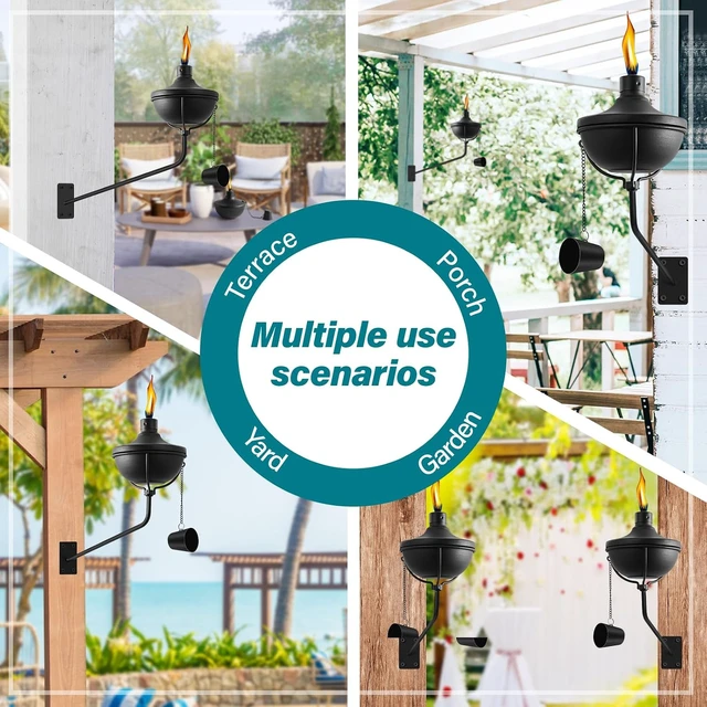 Alt view image 4 of 7 - 6 Pack Wall Mounted Citronella Torches for Outside Garden