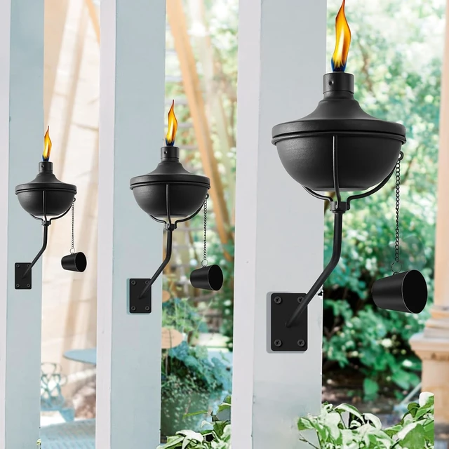 Alt view image 6 of 7 - 6 Pack Wall Mounted Citronella Torches for Outside Garden