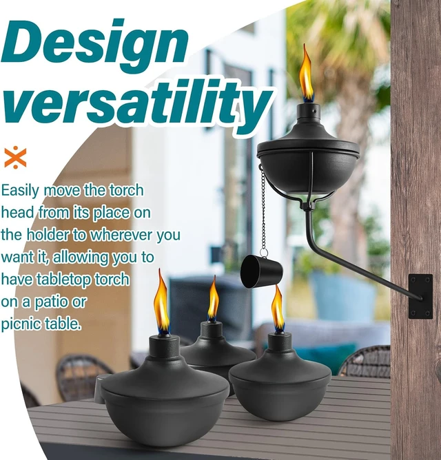 Alt view image 7 of 7 - 6 Pack Wall Mounted Citronella Torches for Outside Garden