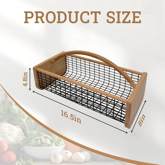 Alt view image 2 of 6 - Durable Wooden Garden Hod Harvest Basket for Kitchen, Picnic & Outdoor Picking
