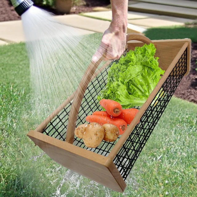 Alt view image 3 of 6 - Durable Wooden Garden Hod Harvest Basket for Kitchen, Picnic & Outdoor Picking