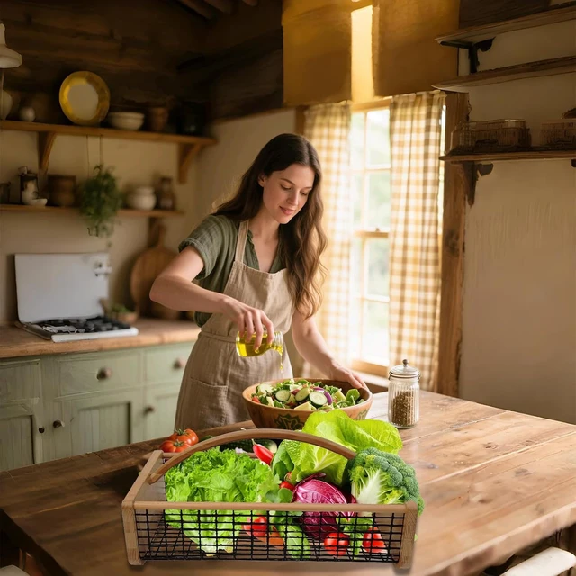 Alt view image 4 of 6 - Durable Wooden Garden Hod Harvest Basket for Kitchen, Picnic & Outdoor Picking