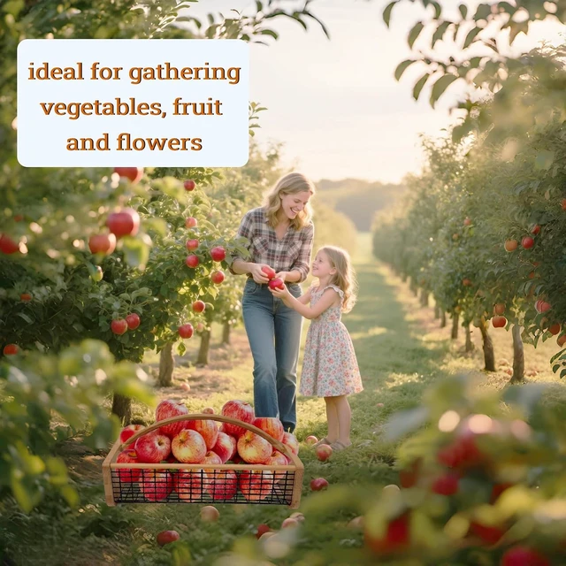 Alt view image 6 of 6 - Durable Wooden Garden Hod Harvest Basket for Kitchen, Picnic & Outdoor Picking