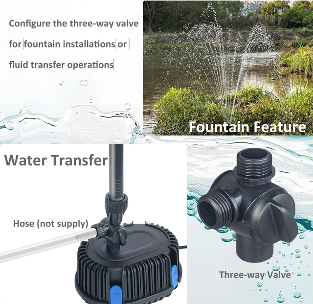 Alt view image 4 of 6 - 400GPH Pond Filter with Fountain Pump Kit Submersible Pump, 3 Water Patterns, 110V Corded Electric for Outdoor Koi Garden Pond Landscape