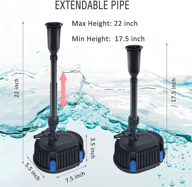 Alt view image 6 of 6 - 400GPH Pond Filter with Fountain Pump Kit Submersible Pump, 3 Water Patterns, 110V Corded Electric for Outdoor Koi Garden Pond Landscape