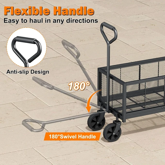 Alt view image 2 of 7 - 440LBS Heavy Duty Metal Garden Wagon Cart for Outdoor Yard