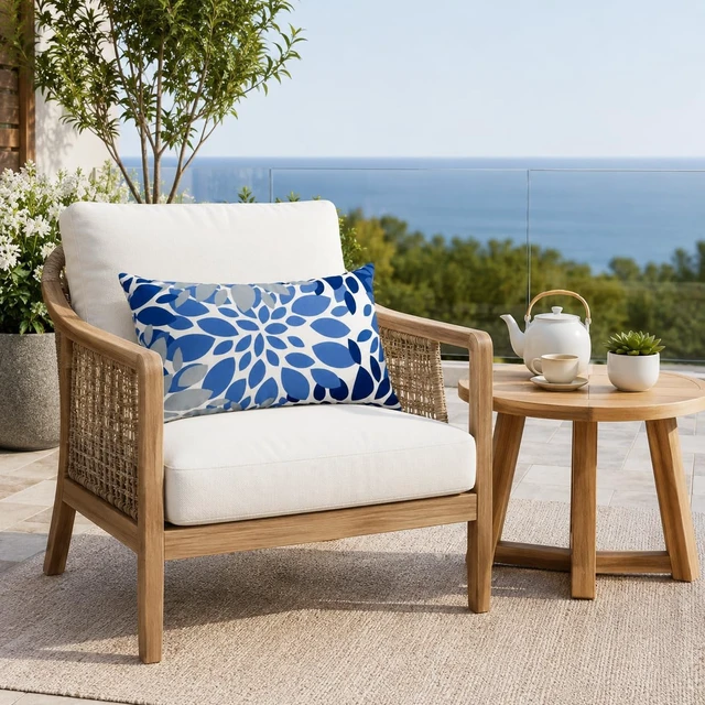 Alt view image 6 of 7 - 12"x20" Outdoor Patio Lumbar Pillows, Pack of 2