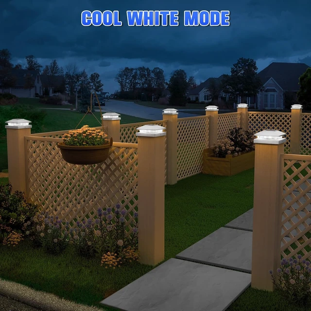 Alt view image 5 of 6 - 20 Pack Solar Post Cap Lights for 4x4 5x5 Posts IP64 Waterproof 6500K LED, No-Wire Fence & Deck Lights for Patio, Garden, Yard, Cool White