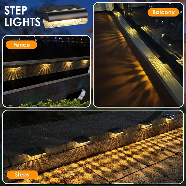 Alt view image 6 of 7 - Solar Step Lights Outdoor Waterproof Deck Lighting for Patio, Fence, Stairs, Post, Railing, Yard & Garden (Warm White, 16 Pack)
