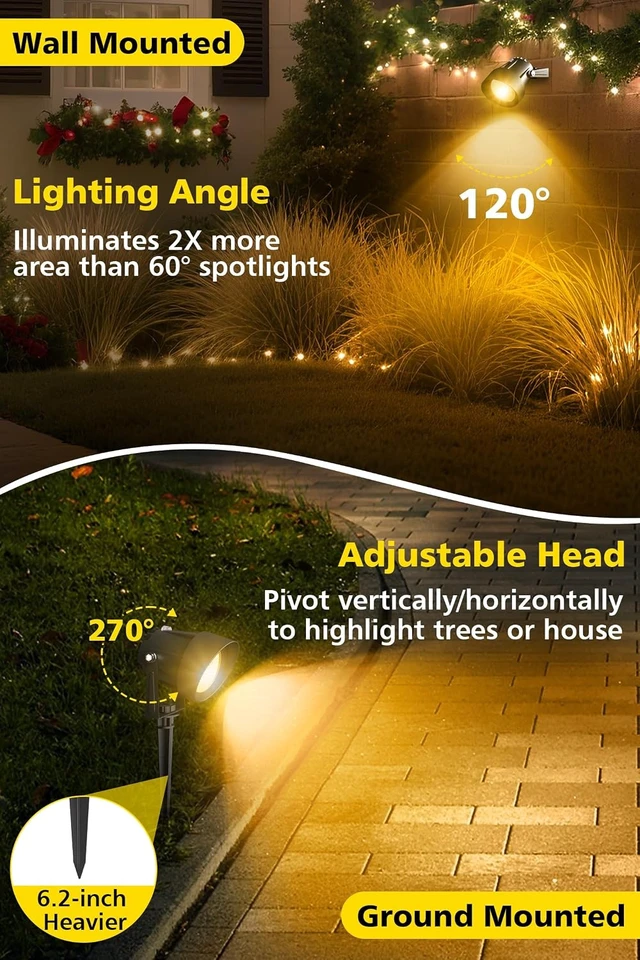 Alt view image 4 of 7 - 2 Pack Dusk to Dawn Warm White Landscape Spotlights