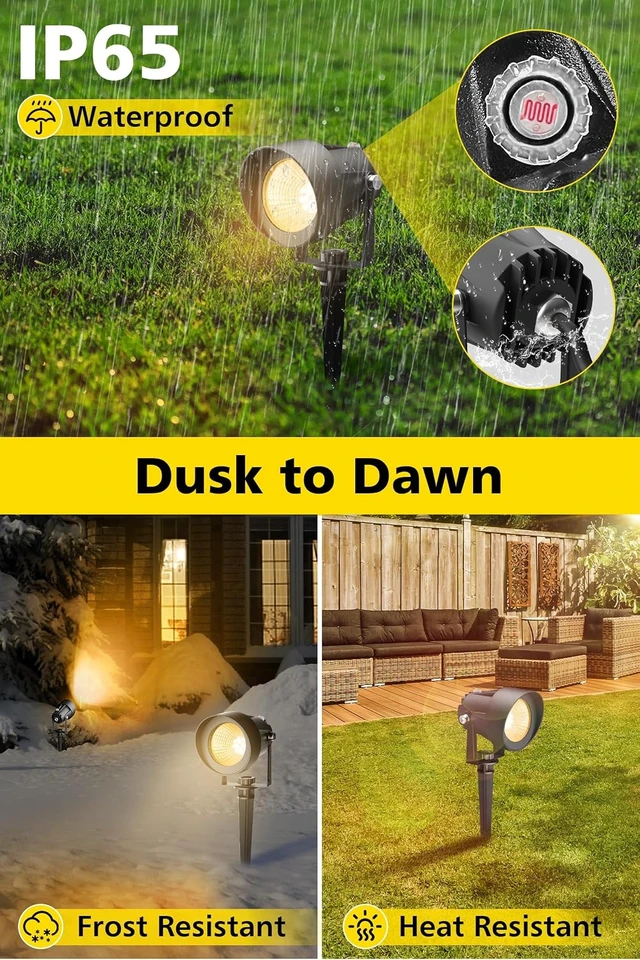 Alt view image 6 of 7 - 2 Pack Dusk to Dawn Warm White Landscape Spotlights